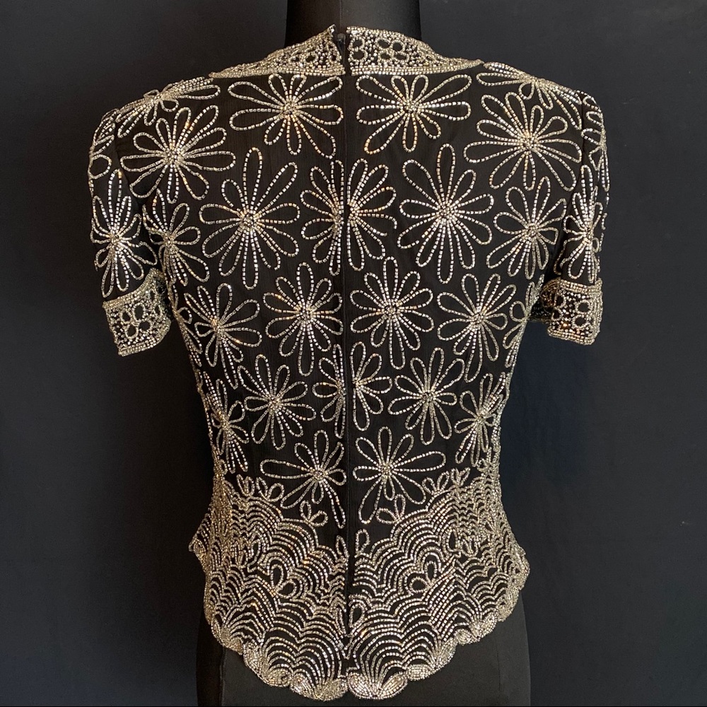 Sold Papelle Boutique Evening Silk Beaded Top - Picture 3 of 8